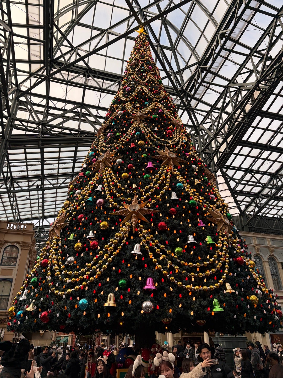 Christmas tree decorations at Tokyo Disneyland in December
